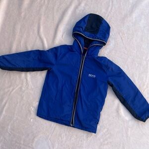 Hugo Boss Kids Blue Hooded Jacket Coat Size 5 Windbreaker Rain Coat